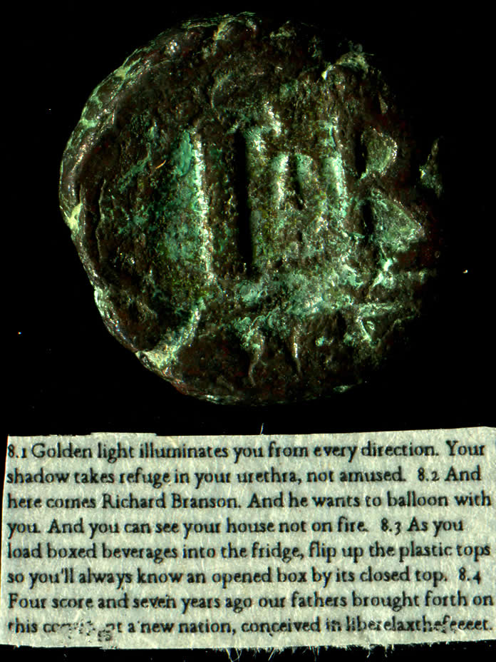 fifth century coin from Alexandrian mint above text