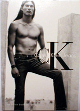 one of those free postcards from bars, calvin klein, model with huge cheekbones