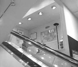 mezzanine from below, through escalators