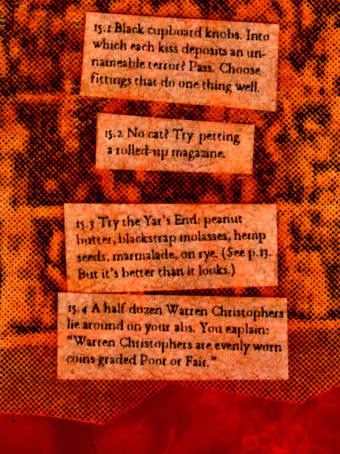 text above angular red object with crudely printed ecstatic audience background